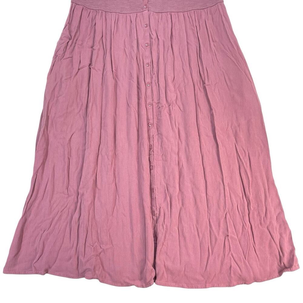 Frye Button Front Midi Tank Dress with Pockets Women's Size XL Mauve Pink Boho - Picture 6 of 15